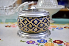 Lindisimo Pote para Cocina, Ceramica con Tapa y Base de Peltre. - Funcy Stuff Antiguedades