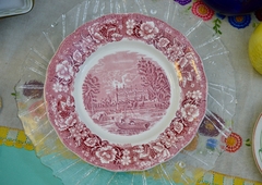 Plato Playo de Loza Inglesa Palissy Poterry Pattern Thames River Scenes Rosa C1960 - Funcy Stuff Antiguedades
