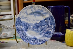Precioso Plato Playo de Loza Inglesa Johnson Bros Plattern Olde English Countryside Azul C1960