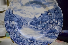 Precioso Plato Playo de Loza Inglesa Johnson Bros Plattern Olde English Countryside Azul C1960 - comprar online