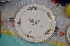 Plato Playo Porcelana Bernardaud & Cie. Limoges France, Pattern Flore Regence C1940 - Funcy Stuff Antiguedades