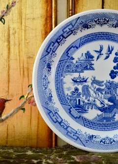 Plato Playo de Loza Vitramix Oxford Brazil, Pattern Willow Blue&White C1980 - Funcy Stuff Antiguedades