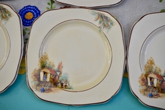 Juego de 6 Platos para Postre Loza Hollinshead & Kirkham England, Pattern Romani Gipsy Caravan C1930 en internet