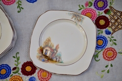 Juego de 6 Platos para Postre Loza Hollinshead & Kirkham England, Pattern Romani Gipsy Caravan C1930
