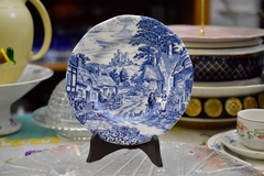 Plato para Postre Enoch Wedgwood (Tunstall) Ltd. England, Pattern Old English Village Azul C1960