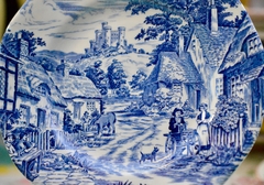 Plato para Postre Enoch Wedgwood (Tunstall) Ltd. England, Pattern Old English Village Azul C1960 - comprar online