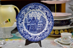 Plato Playo Loza British Anchor England Pattern Merrie Olde England Azul C1960