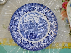 Plato Playo Loza British Anchor England Pattern Merrie Olde England Azul C1960 - Funcy Stuff Antiguedades