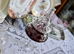 Caramelera o Bombonera de Cristal Tallado Ruby & Clear ALSO C1980