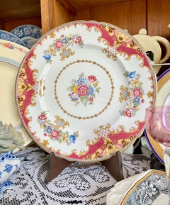 Gran Plato Porcelana Shelley Fine Bone China England , Pattern Sheraton Maroon C1938