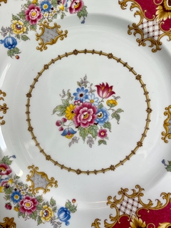 Gran Plato Porcelana Shelley Fine Bone China England , Pattern Sheraton Maroon C1938 - comprar online