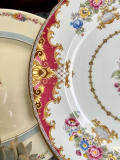 Gran Plato Porcelana Shelley Fine Bone China England , Pattern Sheraton Maroon C1938 - Funcy Stuff Antiguedades