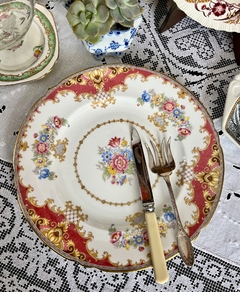 Gran Plato Porcelana Shelley Fine Bone China England , Pattern Sheraton Maroon C1938 en internet