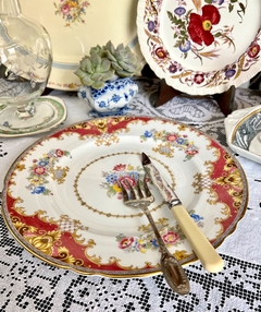 Gran Plato Porcelana Shelley Fine Bone China England , Pattern Sheraton Maroon C1938 - tienda online