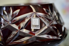 Caramelera o Bombonera de Cristal Tallado Ruby & Clear ALSO C1980 - Funcy Stuff Antiguedades