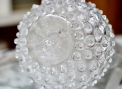 Jarra para Agua o Jugo Cristal Soplado de Bohemia Pattern Hobnail C1950