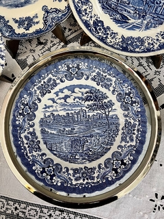Plato Playo Loza British Anchor England Pattern Olde Country Castles Azul C1960 - Funcy Stuff Antiguedades