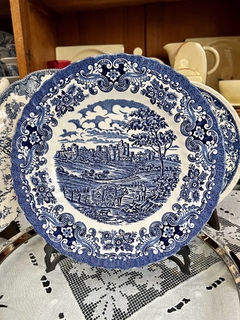 Plato Playo Loza British Anchor England Pattern Olde Country Castles Azul C1960