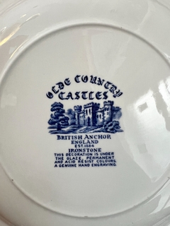 Plato Playo Loza British Anchor England Pattern Olde Country Castles Azul C1960 - tienda online
