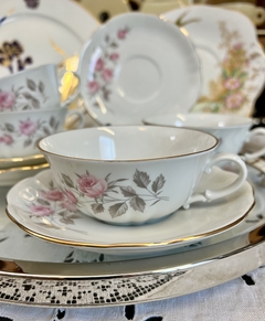 Taza y Plato para Te ,Porcelana Verbano Deco Rosas C1980