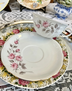 Taza y Plato para Te ,Porcelana Verbano Deco Rosas C1980 - Funcy Stuff Antiguedades