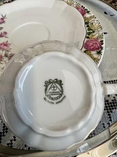 Taza y Plato para Te ,Porcelana Verbano Deco Rosas C1980