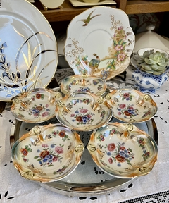 Set de 6 Compoteras de Porcelana LustreWare Germany Bouquet Nacarado C1930 en internet