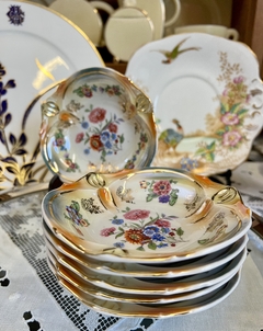 Set de 6 Compoteras de Porcelana LustreWare Germany Bouquet Nacarado C1930 - Funcy Stuff Antiguedades