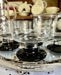 Imagen de Set Jarra + 5 Vasos de Cristal Clear & Black Diseño Mid Century Retro Vintage