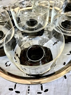 Set Jarra + 5 Vasos de Cristal Clear & Black Diseño Mid Century Retro Vintage - comprar online