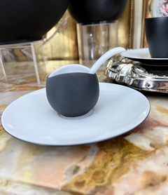 Imagen de Set Salero con Cuchara y Plato Porcelana Continental China Rosenthal Rhythm Black Charcoal C1959