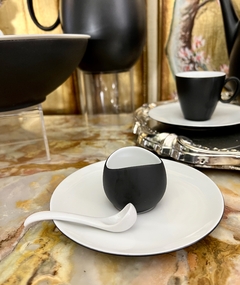 Set Salero con Cuchara y Plato Porcelana Continental China Rosenthal Rhythm Black Charcoal C1959
