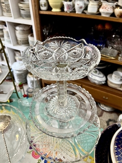 Bombonera con Pie Depression Glass Eapg USA , Clear Star C1900 - comprar online