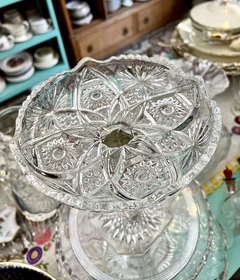 Bombonera con Pie Depression Glass Eapg USA , Clear Star C1900 - Funcy Stuff Antiguedades