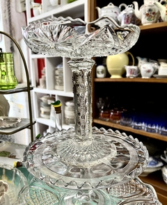 Imagen de Bombonera con Pie Depression Glass Eapg USA , Clear Star C1900