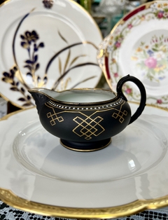 Jarrita Cremera Porcelana Arnart Creations Japan Jasper Ware Black & Gold C1950