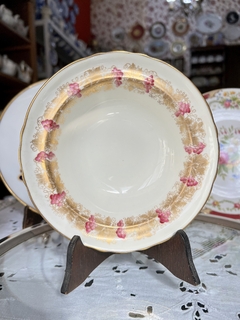 Bowls Compotera Porcelana Foley England, Pattern Purple Vine Vivo Oro C1950