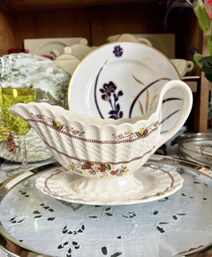 Salsera con Presentire Adherido Loza Copeland Spode England, Pattern Spode's Cowslip C1946