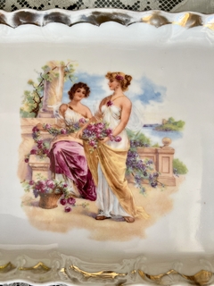 Bandeja Budinera o Sandwichs Porcelana Victoria Czechoslovakia Escena Clasica C1918 en internet