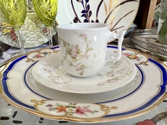 Hermosa Taza y Plato para Cafe Porcelaine Limousine Limoges France Petit Rose C1920 - Funcy Stuff Antiguedades