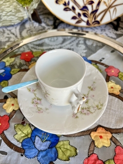 Hermosa Taza y Plato para Cafe Porcelaine Limousine Limoges France Petit Rose C1920 - tienda online