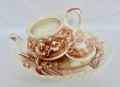 Lindisima Tetera Vintage de Loza Grindley England , Pattern Trellis C1936-1954 - Funcy Stuff Antiguedades