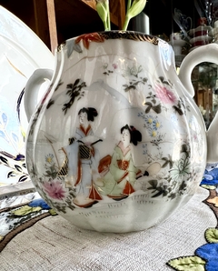 Imagen de Azucarera Porcelana Matsubara Japan Paisaje y Geishas C1930