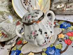 Azucarera Porcelana Matsubara Japan Paisaje y Geishas C1930