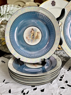 Set Masitero con 6 Platos PorzellanFabrik Moschendorf Bavaria C1910-1920 LustreWare - Funcy Stuff Antiguedades