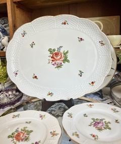 Fuente Oval Tray de Porcelana Herend Hungary , Pattern Rosehip C1948 Pintada a Mano