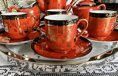 Juego para Cafe Porcelana Geisha Ware Japan C1960 Dragon Rojo Oro en internet