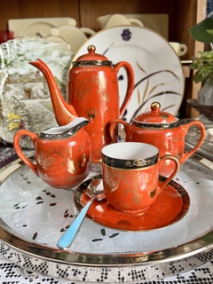 Imagen de Juego para Cafe Porcelana Geisha Ware Japan C1960 Dragon Rojo Oro