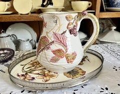 Jarra Vintage Rustica Ceramica Esmaltada y con Aplicaciones "El Manganga"