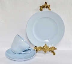 Trio para Te Loza Inglesa Booths Pattern Blue Mist C1940